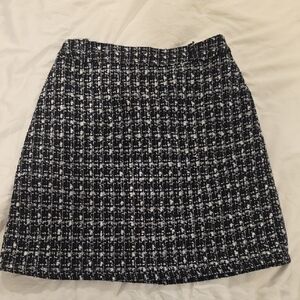 Classic Black and White Tweed Skirt